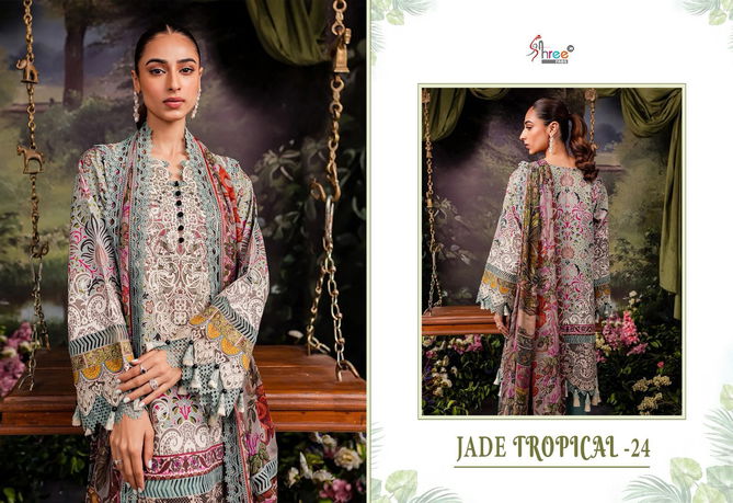 Jade Tropical 24 By Shree Embroidery Printed Cotton Pakistani Suits Wholesale Shop In Surat